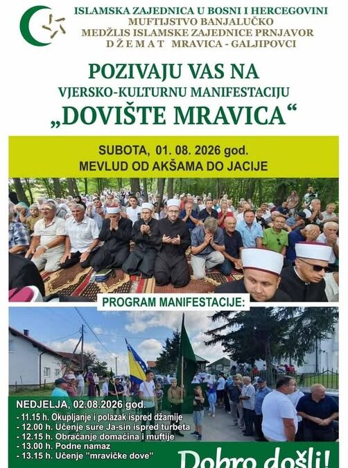 Medžlis Prnjavor: Vjersko-kulturna manifestacija “Dovište Mravica”